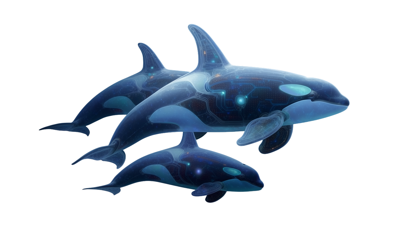 Cybernetic orca pod illustrating deep partnerships